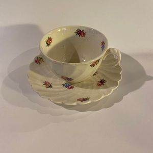 Vintage Devonshire Teacup & Saucer Bone China Clarice Cliff